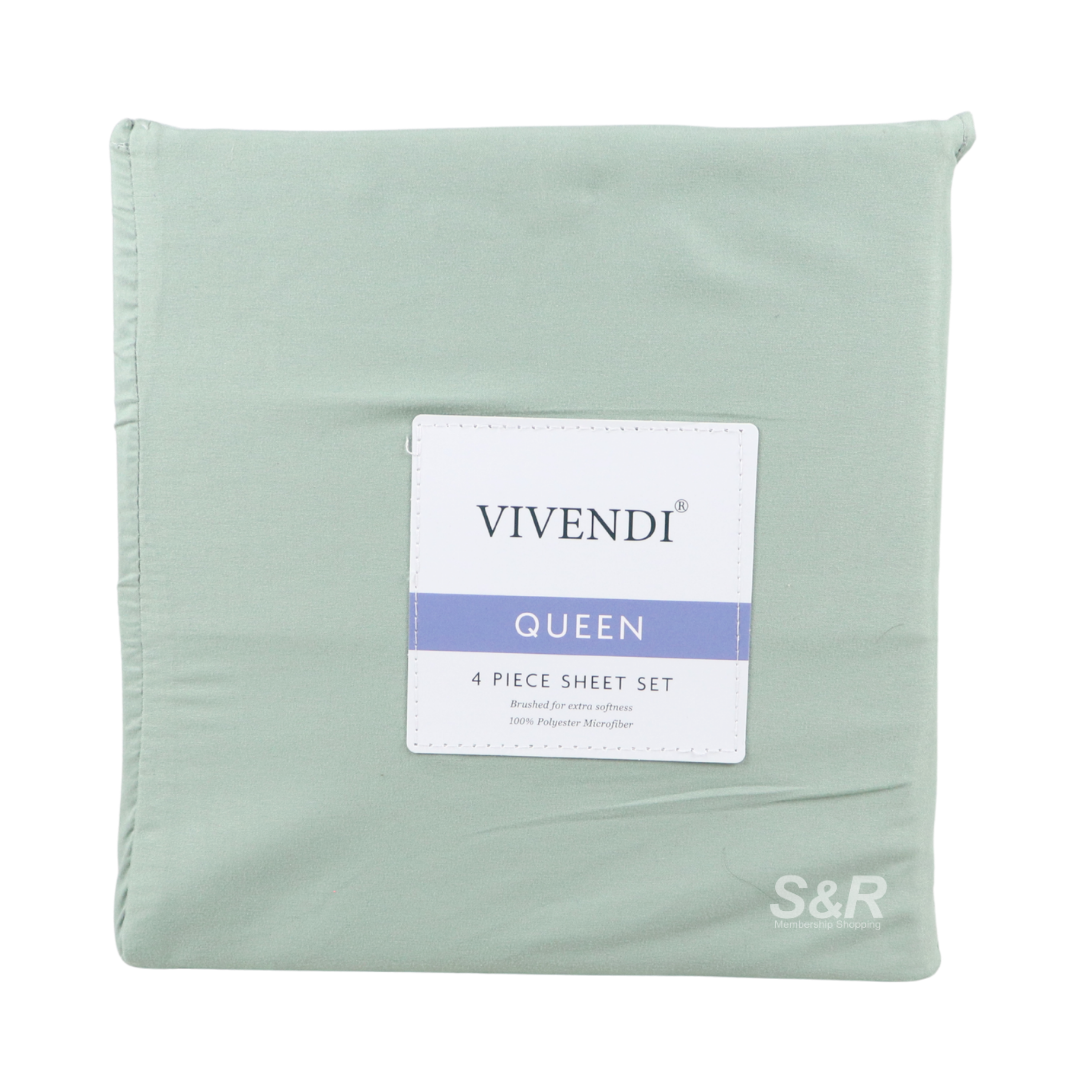 Vivendi Microfiber Green Queen 4-piece Sheet Set